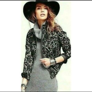 NWOT Free People Velvet Jacquard Moto Jacket